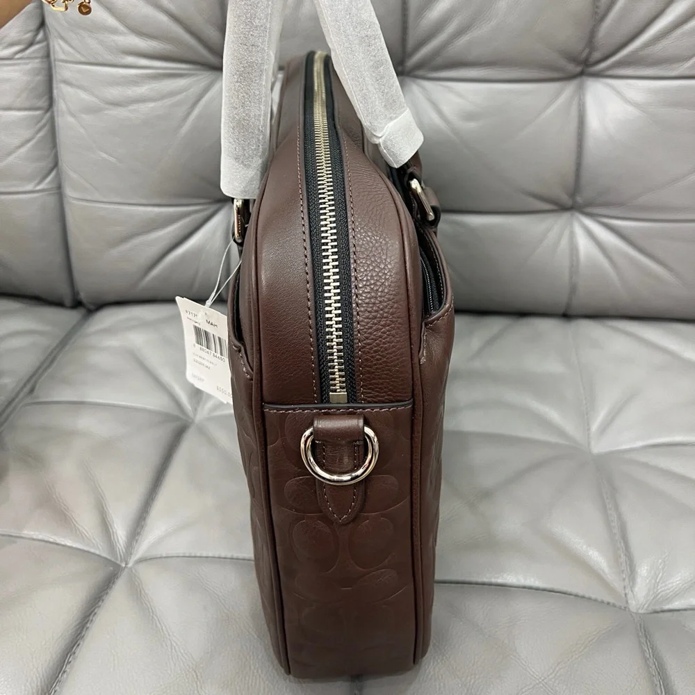 COACH Men SLIM BRIEF IN SIGNATURE MAHOGANY LEATHER F71798 - Picture 3 of 8